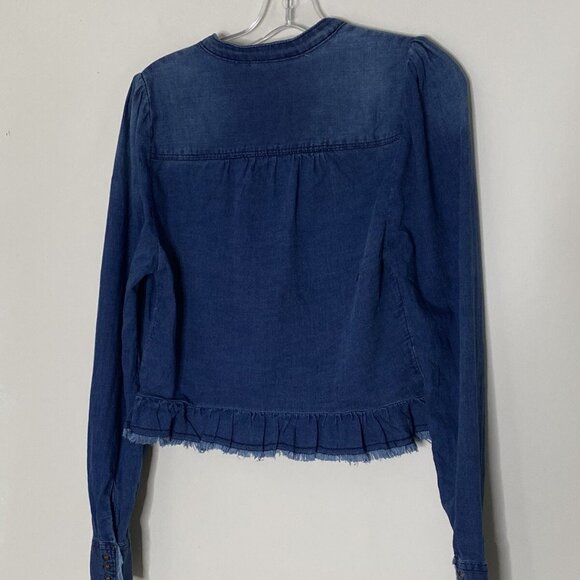 Anthropologie Pilcro Slim Buttondown top size 10 blue color - Picture 6 of 7